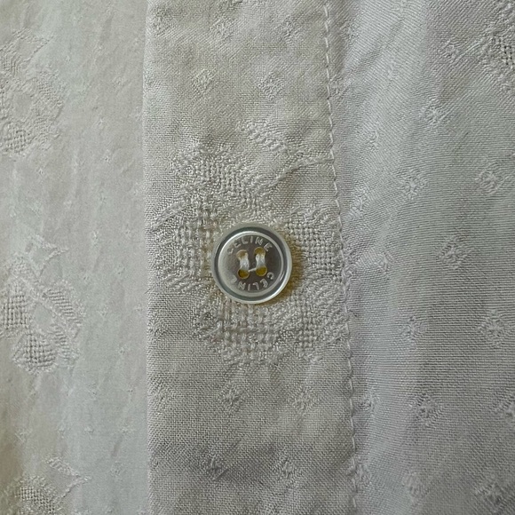 Old Céline by Phoebe Philo White Silk Collared Sleeveless Blouse - Lace Print - Picture 3 of 8